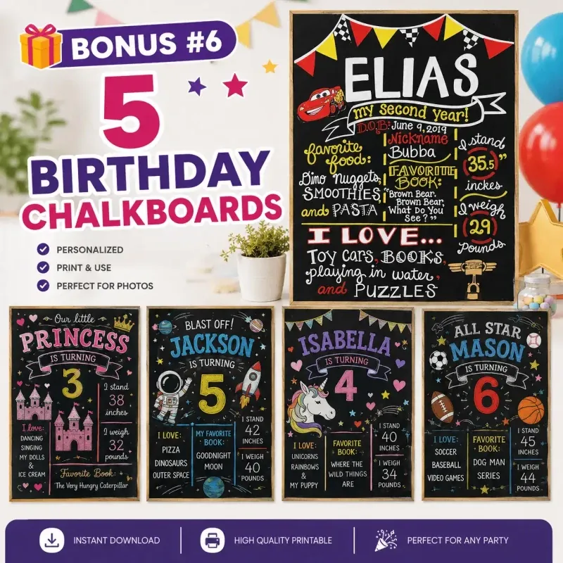 5 Birthday Chalkboards